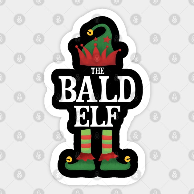 Bald Elf Matching Family Group Christmas Party Pajamas Sticker by uglygiftideas